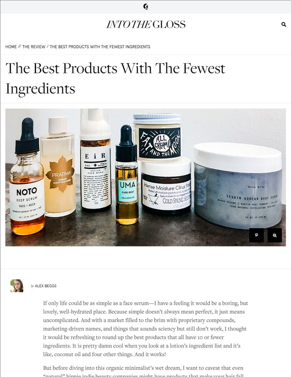 Into The Gloss | Beauty Products with few Indegrients